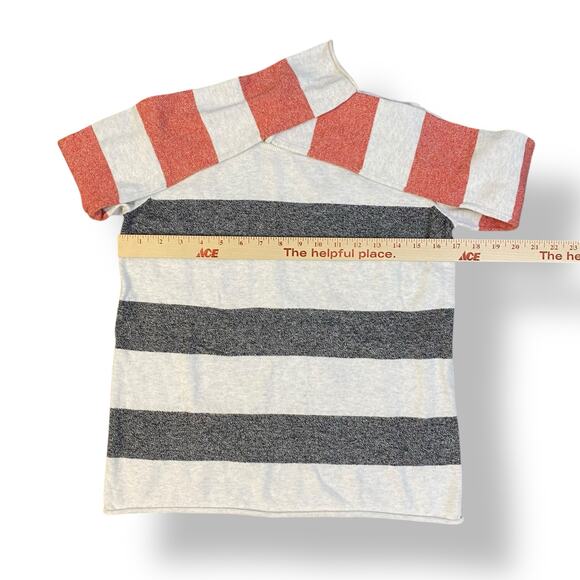 Lisa Todd Off White, Gray and Red Striped Sweater Size XS Minimal, Casual - Picture 3 of 8